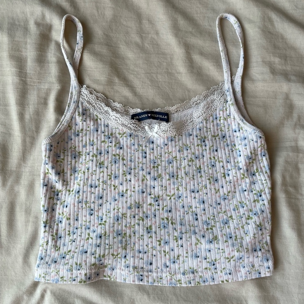 Brandy Melville White Ribbed Crop Camisole